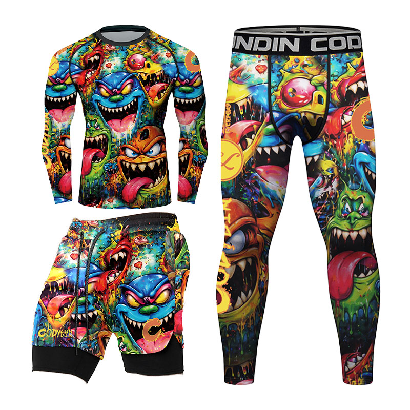 3D Colorful Monster Graffiti M - đánh giá và giá Rash Guard