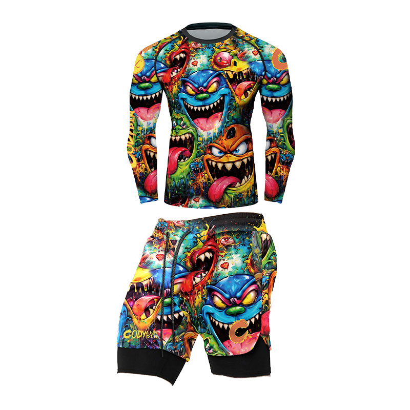 3D Colorful Monster Graffiti M - đánh giá và giá Rash Guard